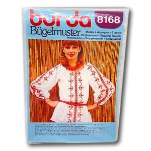 Burda 8168 Ukrainian European Cross Stich Bugelmuster Pattern w Transfer